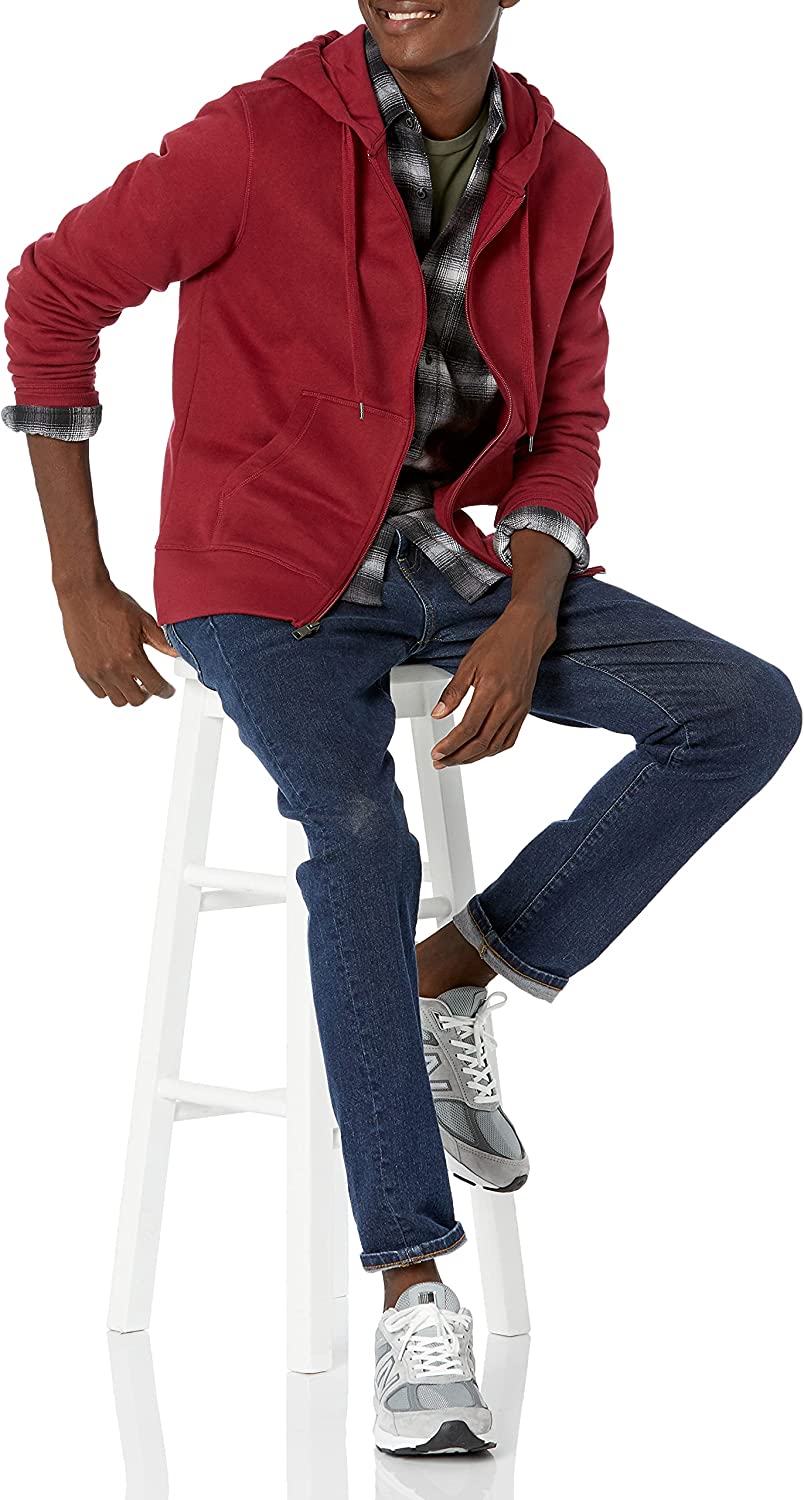  Essentials Men's Full-Zip Hooded Fleece Sweatshirt (Available in Big & Tall)