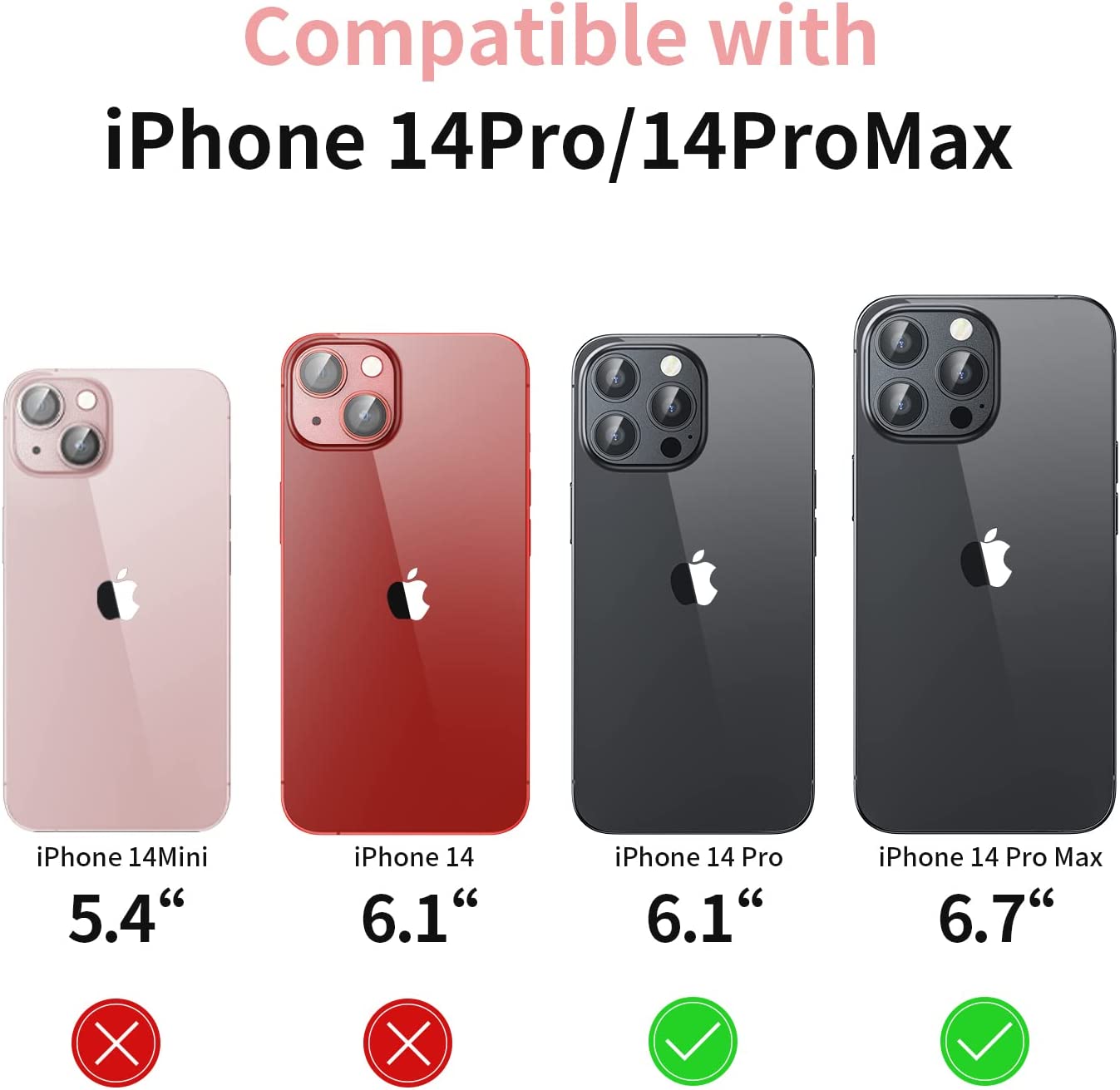 Mansoorr Camera Lens Protector for iPhone 14 Pro/iPhone 14 Pro Max, Alloy Metal Camera Cover with Tempered Glass Screen Protector Accessories,Black 2 Pack
