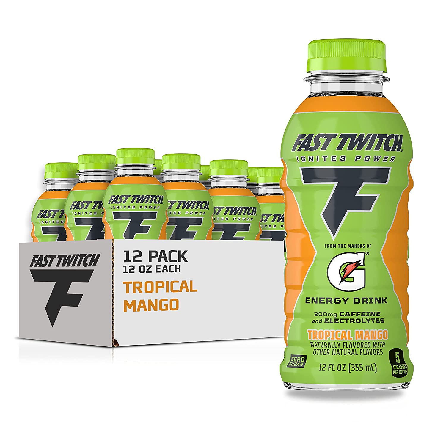 Fast Twitch Energy drink from Gatorade, Strawberry Watermelon, 12oz Bottles, (12 Pack), 200mg Caffeine, Zero Sugar, Electrolytes