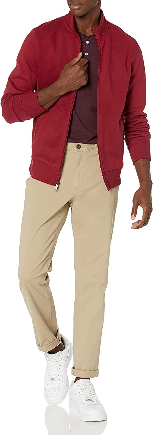  Essentials Men's Full-Zip Fleece Mock Neck Sweatshirt