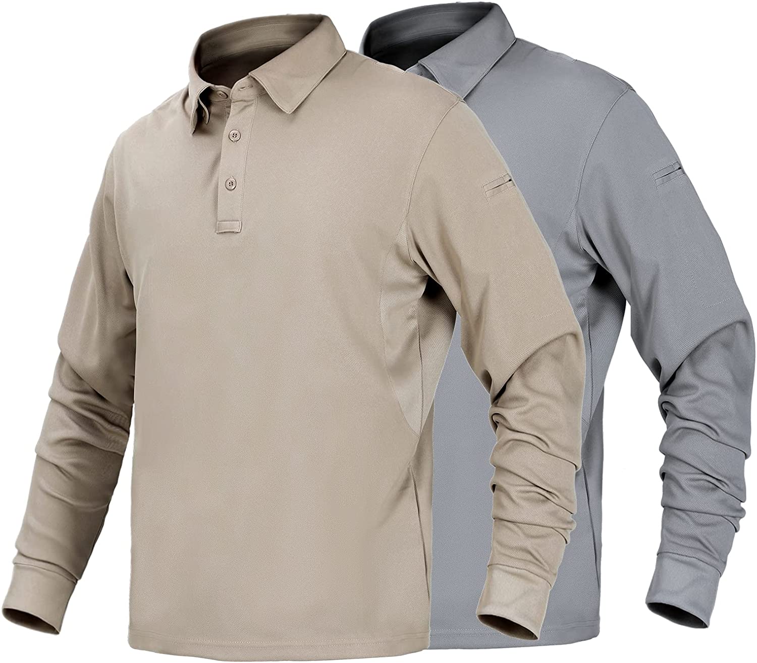 MIER Men's Outdoor Performance Tactical Polo Shirts Long and Short Sleeve, Moisture-Wicking, Sun Protection