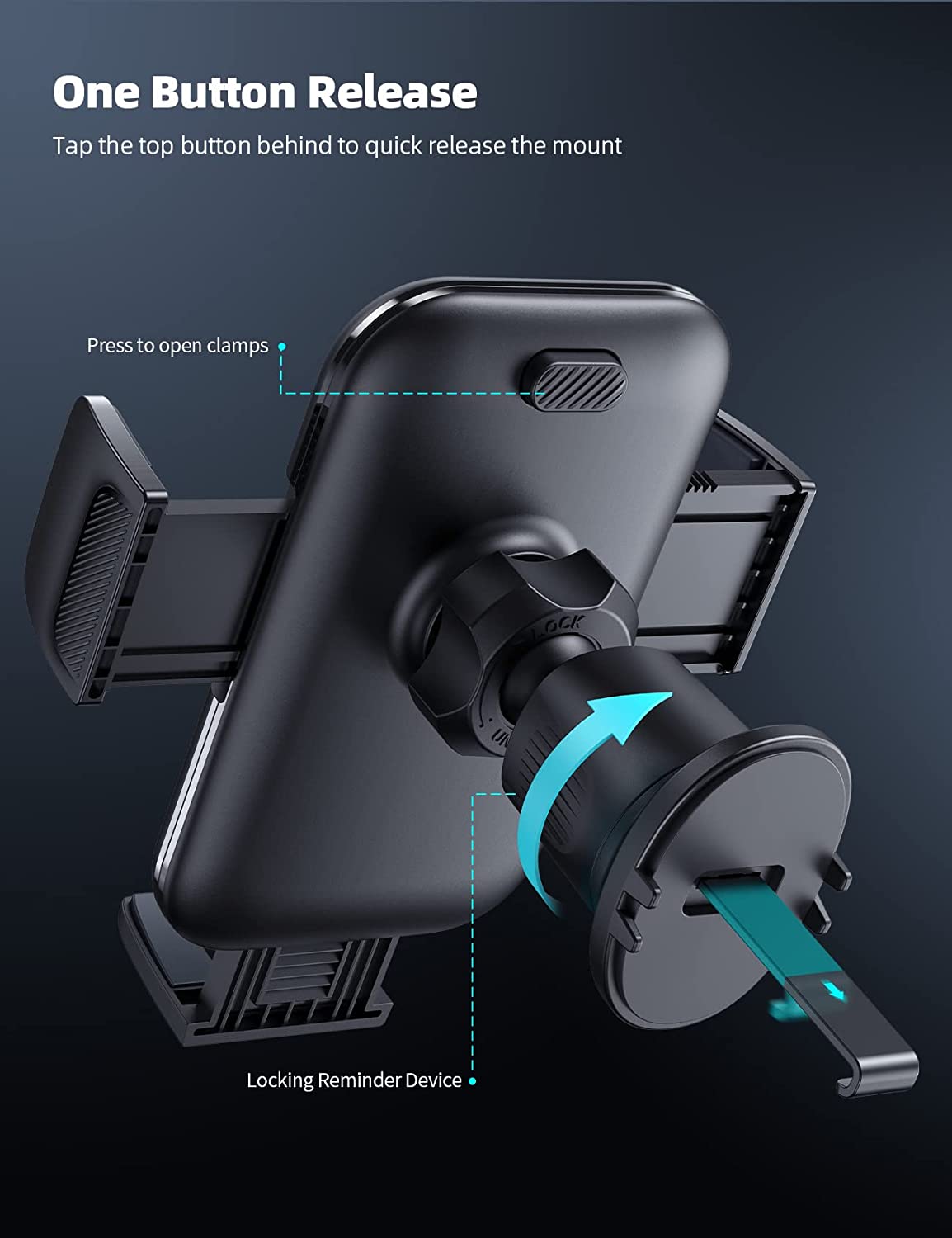 Lamicall 2026 Wider Clamp & Metal Hook Phone Mount for Car Vent [Thick Cases Friendly] Car Phone Holder Hands Free Cradle Air Vent for iPhone Smartphone