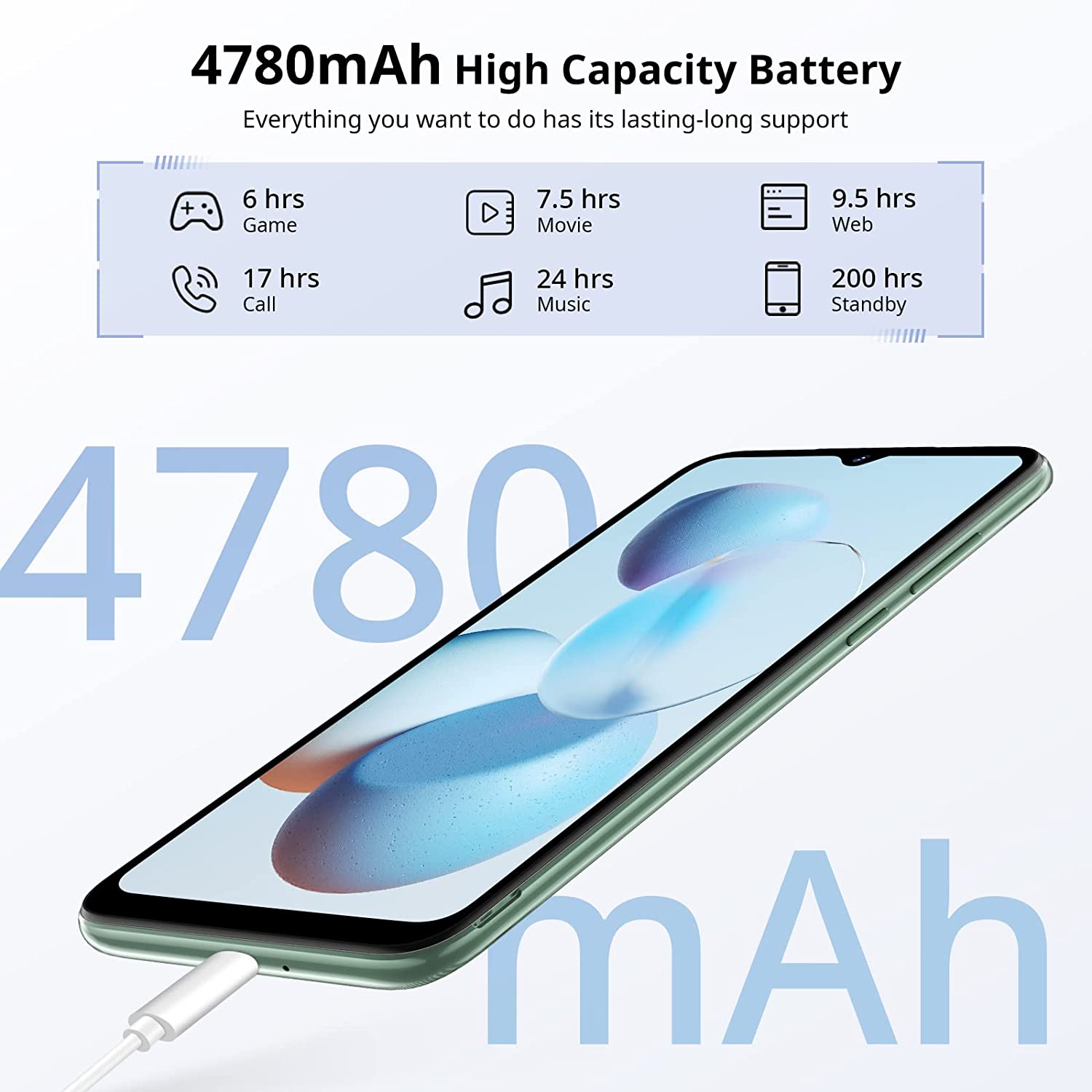 Blackview Mobile Phone A55，4G Dual SIM Unlocked Phones，Android 11 3GB+16GB/TF 128GB Smart Phone Unlocked，Face ID，3 Card Slots，4780mAh Capacity Battery， T-Mobile Unlocked Phone 6.5" HD+Large Screen