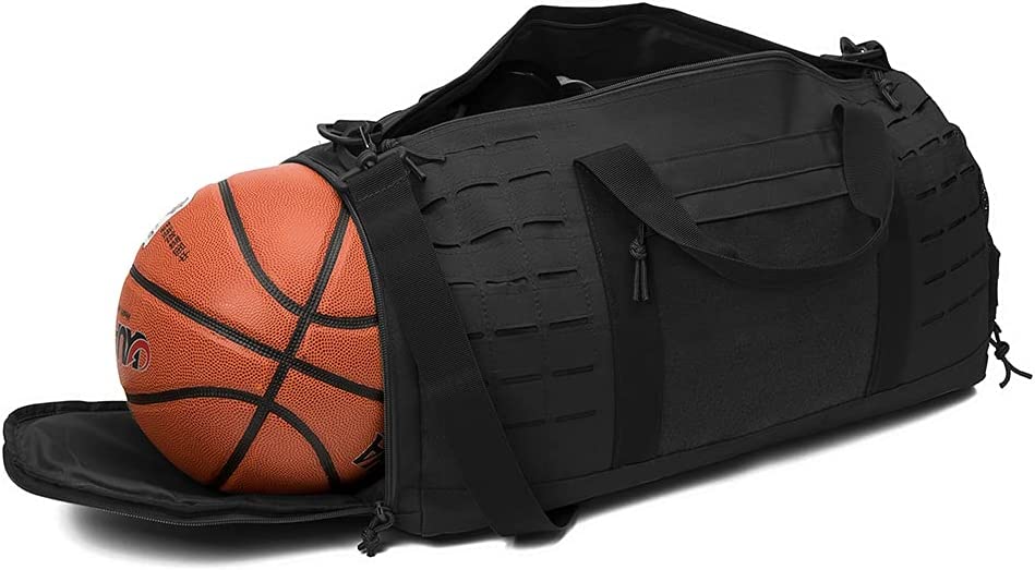 QT&QY 40L Military Tactical Duffle Bag For Men Sport Gym Bag Fitness Tote Travel Duffle Bag Training Workout Bag With Shoe Compartment Basketball Football Weekender Bag