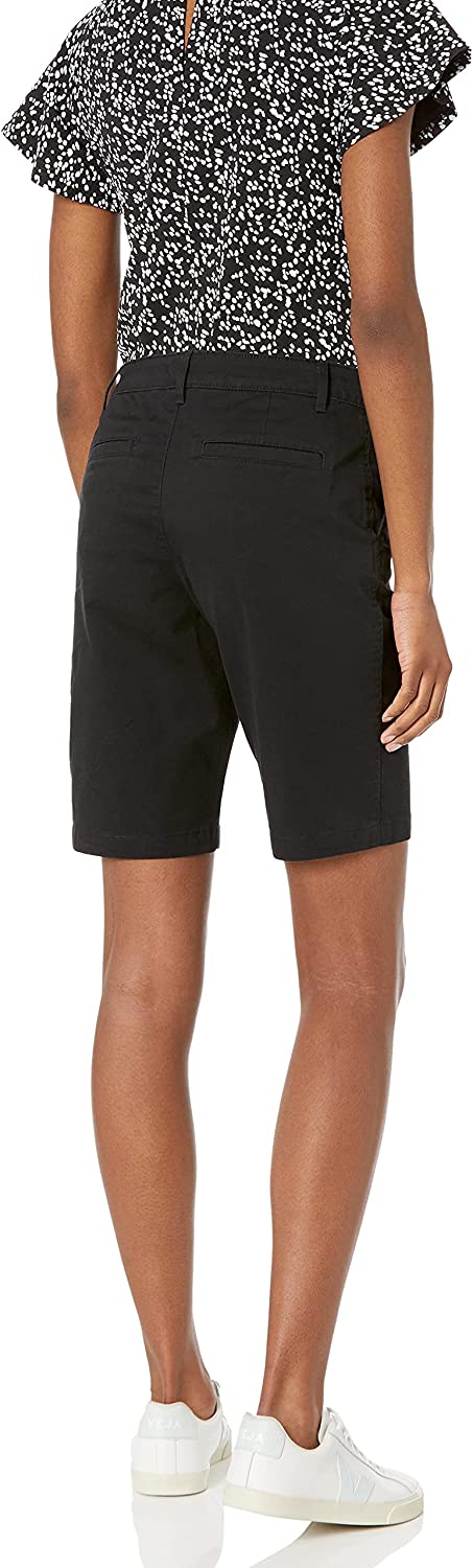  Essentials Women's Mid-Rise Slim-Fit 10 Inch Inseam Bermuda Khaki Short