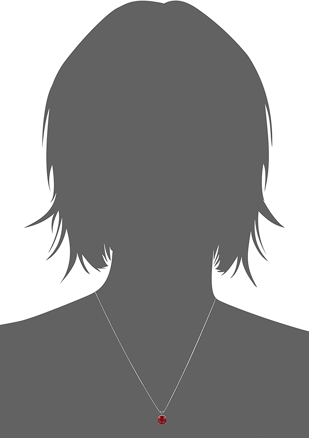 Amazon Collection 14k Gold 8mm Cushion Cut Gemstone Pendant Necklace for Women with 18 Inch Box Chain